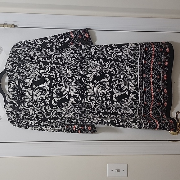 Black White Dress Long Sleeve Size M - Picture 5 of 12